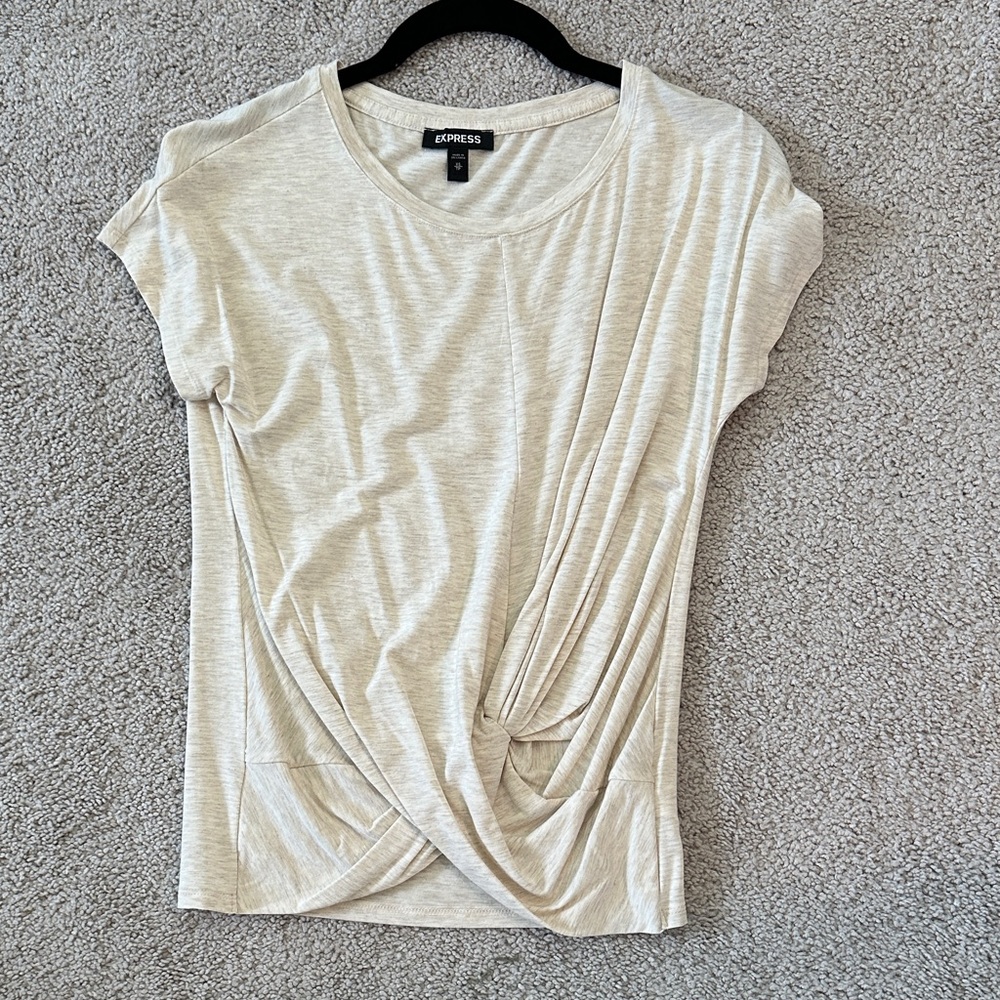 Express Beige Short Sleeve Women's Top